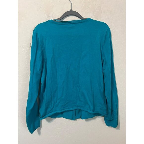 Kenneth Cole Reaction XL Teal Cardigan Sweater Shell Buttons Pinch Pleated - Picture 6 of 8